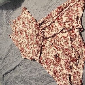 Red white romper with mini dress back